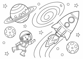 Coloring Page Outline Of a cartoon Space Coloring Page for Kids