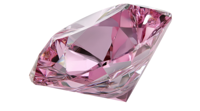 Pink diamond gemstone isolated on a transparent background