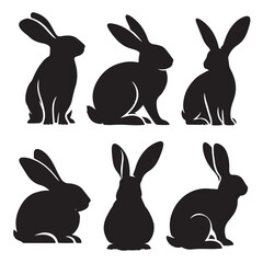 set of vector different type of bunny silhouettes