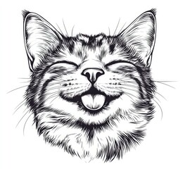 Fototapeta premium Illustration of a Happy Cat Face with a Playful Expression and Radiant Smile to Evoke Joy and Warmth in Animal Art Projects