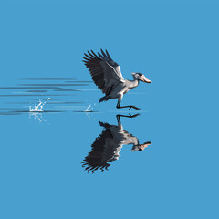 Obraz premium Bird Taking Flight Over Water with Reflection and Splash Art