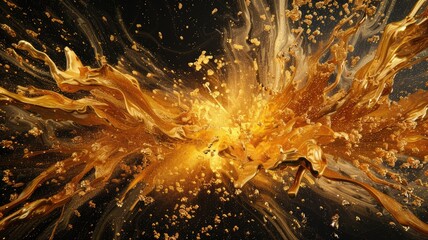 Abstract of black and gold color particle waving in luxury style design. Modern art present about seamless dynamic pattern and elegant flowing perfect for creative background and wallpaper. AIG53.