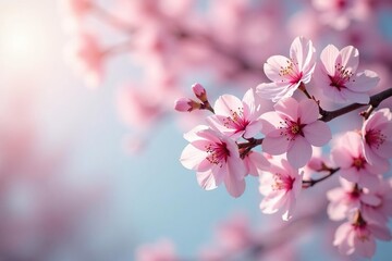 Obraz premium Delicate pink sakura blossoms, full bloom, intricate branches , nature, bloom, beautiful flowers