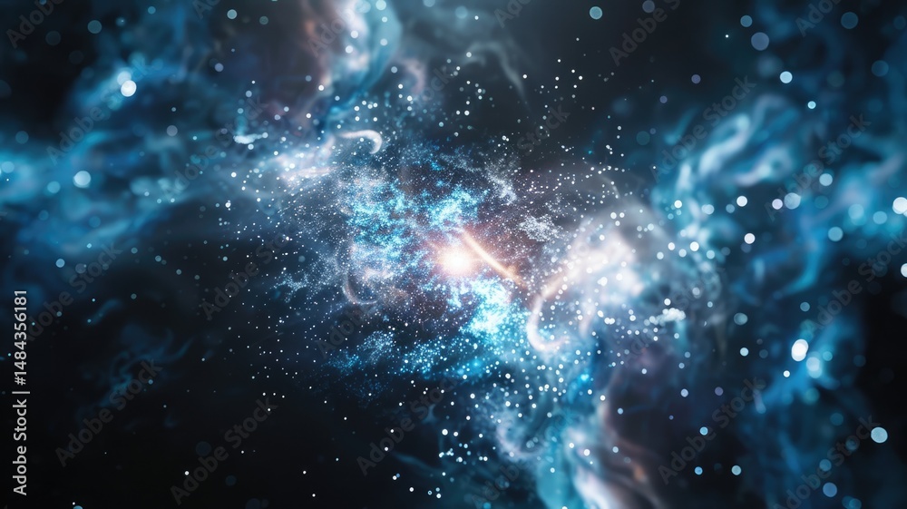 Poster abstract picture of wonderful blue wave in nebula style design connect and flow express energy dynam