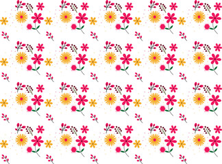 Cheerful Pink and Yellow Floral Seamless Vector Pattern