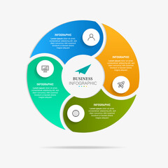Fototapeta premium Vector round infographic chart template in the form of circle divided by 4 parts