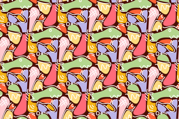 Vibrant abstract shapes pattern. A playful and colorful seamless pattern with organic forms. Perfect for backgrounds, textiles, and creative projects. The image has a lively and modern feel