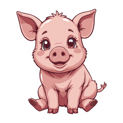 Cartoon Pig – Adorable Farmyard Vector Art - Pig Illustration – Cute Farm Animal Drawing