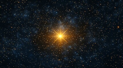 Obraz premium Golden star in deep space