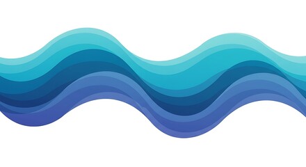 Naklejka premium Serene Blue Wave Abstract: Layered Curves in a Calming Design