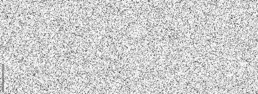 Poster Black random noise texture. Rough grain noise overlay background. Abstract grunge gritty snow dots wallpaper. Distress gritty dust backdrop with particles, speckles, drops, specks, flecks. Vector