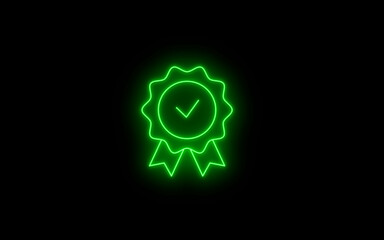 Neon Badge star icon sign. Green Color Badge symbol. Bright Star Award icon
