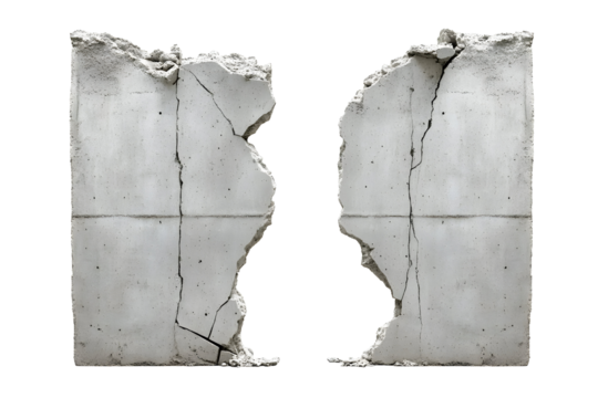 Symmetrical Rupture: Fractured Concrete Elements Suspended in Dark Void of Space