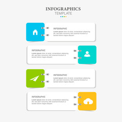 Business infographic design template with 4 options, steps or processes. Can be used for workflow layout, diagram, annual report, web design