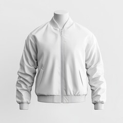 Fototapeta premium A hoodie mockup with sleeves slightly curled, laying flat on a white surface, high-resolution texture, blank area for branding