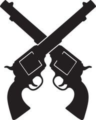 Crossed Revolvers Silhouette
