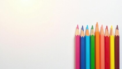 Group of colorful pencils on white background, pencils, colorful