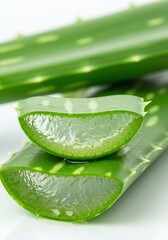 Aloe Vera: Soothing Green Leaf Cross Sections, Close-up, Naturalistic Photography