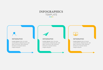 Timeline infographic elements. Business template for presentation. Vector concept with 3 options or steps.