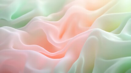 Obraz premium Abstract Pastel Waves Flowing Seamlessly in Soft Shades of Pink and Green Hues