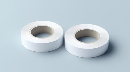 Two adhesive tapes side by side on light background for office supplies branding and packaging mockup.
