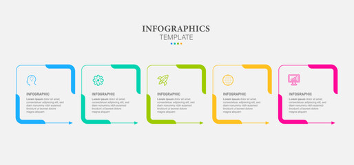 Timeline infographic elements. Business template for presentation. Vector concept with 5 options or steps.
