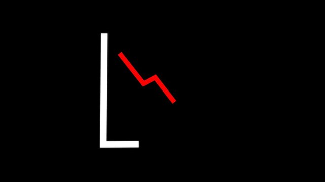 Graph Going down. Decline Failure Decreasing Bar Graph, Business loss Graph. Alpha Channel Transparent Background. 4K Resolution