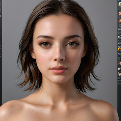  a person with short, dark hair and a neutral expression. The background is plain, and there is a partial view of a computer screen with some software interface visible on the right side.