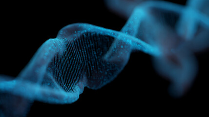 Mystic luminescence digital wave abstract, floating in the darkness with gentle gradient and smooth motion