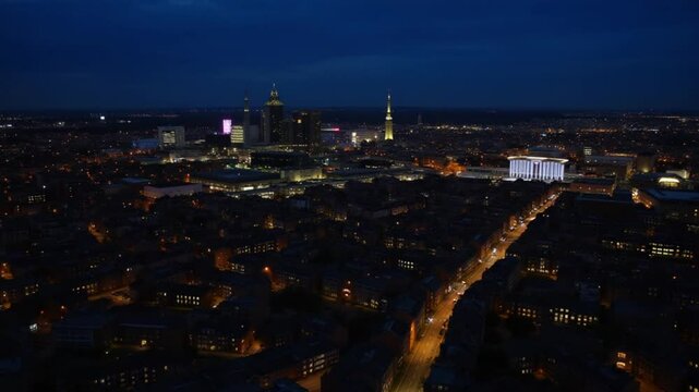 High Angle View of Central City of Peterborough during Night of April 11th, 2024. England, Great Britain.