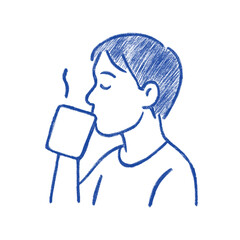 Drinking Morning Coffee Character Illustration