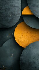Abstract shapes in dark gray and gold
