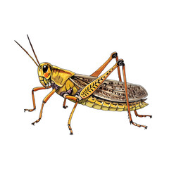 Grasshopper, watercolor clipart illustration with isolated white background. Transparent background. 
