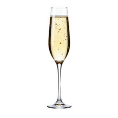Elegant champagne flute filled with sparkling drink.