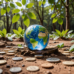 earth globe and tree