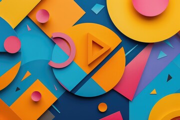 Fototapeta premium Abstract vibrant geometric fractal shapes on surface of contemporary design express scene of seamless patterns style. Arranging geometry scenery in pattern perfect for wallpaper and background. AIG51.