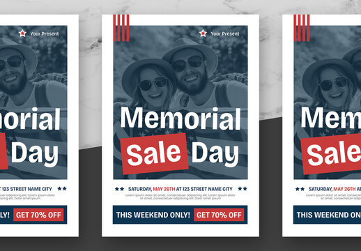 Blue And Red Memorial Day Flyer