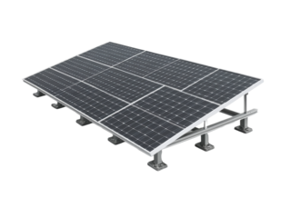 Ground-mounted solar panels for sustainable power generation.