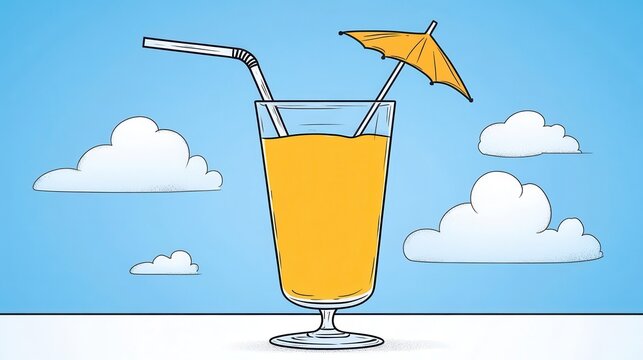 Vibrant summer refresher juice illustration with a whimsical umb