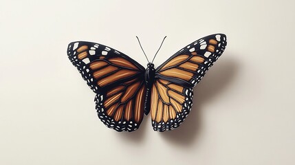 Obraz premium Artistic butterfly design featuring a monarch butterfly with intricate symmetrical wings isolated on a pure white surface overlay cut out on isolated transparent removed background