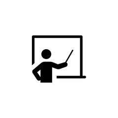 Training icon. Simple solid style. Teacher, course, coach, class, lecture, demonstrate, blackboard, pictogram, seminar, classroom concept. Vector illustration isolated