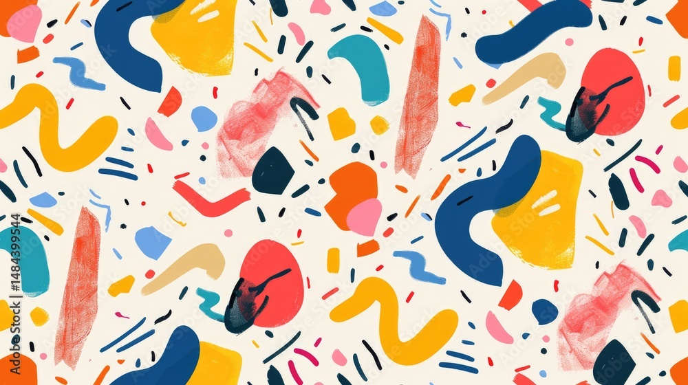 Poster abstract pattern with black, orange, and red shapes on a light background. background image of geome
