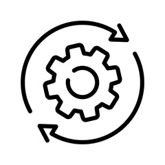 Workflow icon. Simple outline style. Operations, procedure, cog, gear, work, flow, pictogram, process, arrow, business concept. Vector illustration isolated