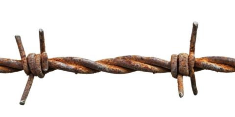 Rusty barbed wire section, isolated
