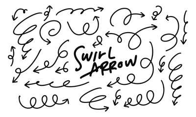set of swirl arrow marker stroke