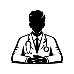 Vector Doctor Silhouette Medical Illustration, 
Vector Doctor Silhouette Black and White Illustration, 
Doctor Vector Icon Medical Worker Concept .