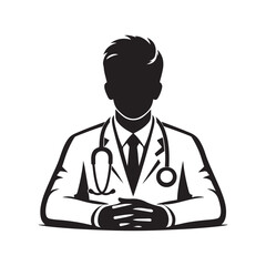Vector Doctor Silhouette Medical Illustration, 
Vector Doctor Silhouette Black and White Illustration, 
Doctor Vector Icon Medical Worker Concept .