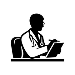 Vector Doctor Silhouette Medical Illustration, 
Vector Doctor Silhouette Black and White Illustration, 
Doctor Vector Icon Medical Worker Concept .