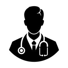 Vector Doctor Silhouette Medical Illustration, 
Vector Doctor Silhouette Black and White Illustration, 
Doctor Vector Icon Medical Worker Concept .