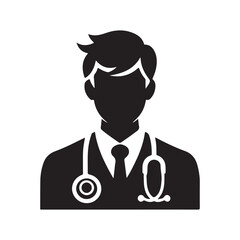 Vector Doctor Silhouette Medical Illustration, 
Vector Doctor Silhouette Black and White Illustration, 
Doctor Vector Icon Medical Worker Concept .